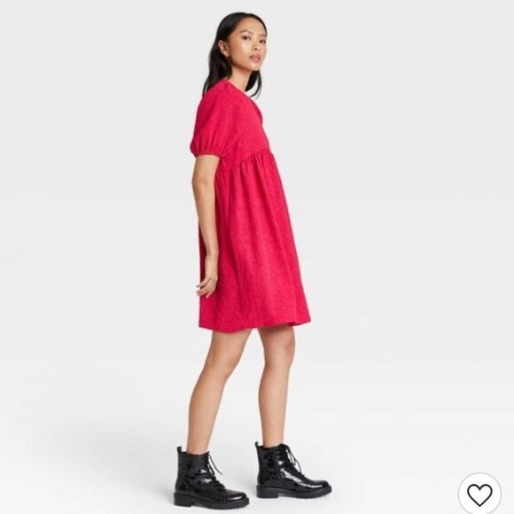 Who What Wear Mini Puff Sleeve Babydoll Dress - Picture 6 of 8